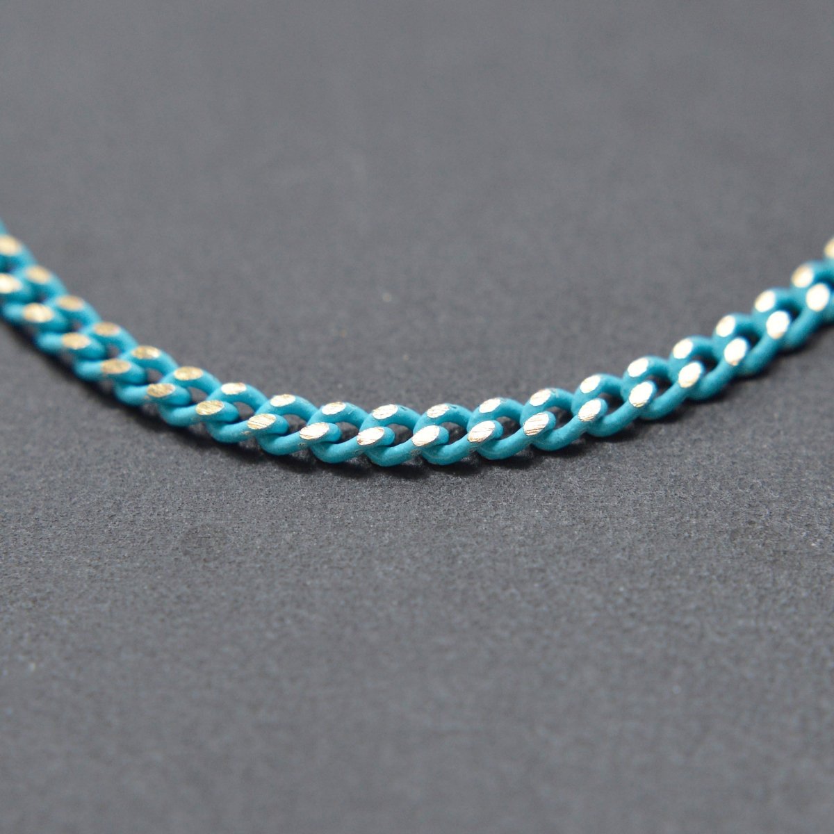 Teal Matte gleaming gold Cuban Curb Chain by Yard, Florida Link Chain, Wholesale bulk Roll Chain for Jewelry Making, Width 1.8mm | ROLL-442 Clearance Pricing - DLUXCA