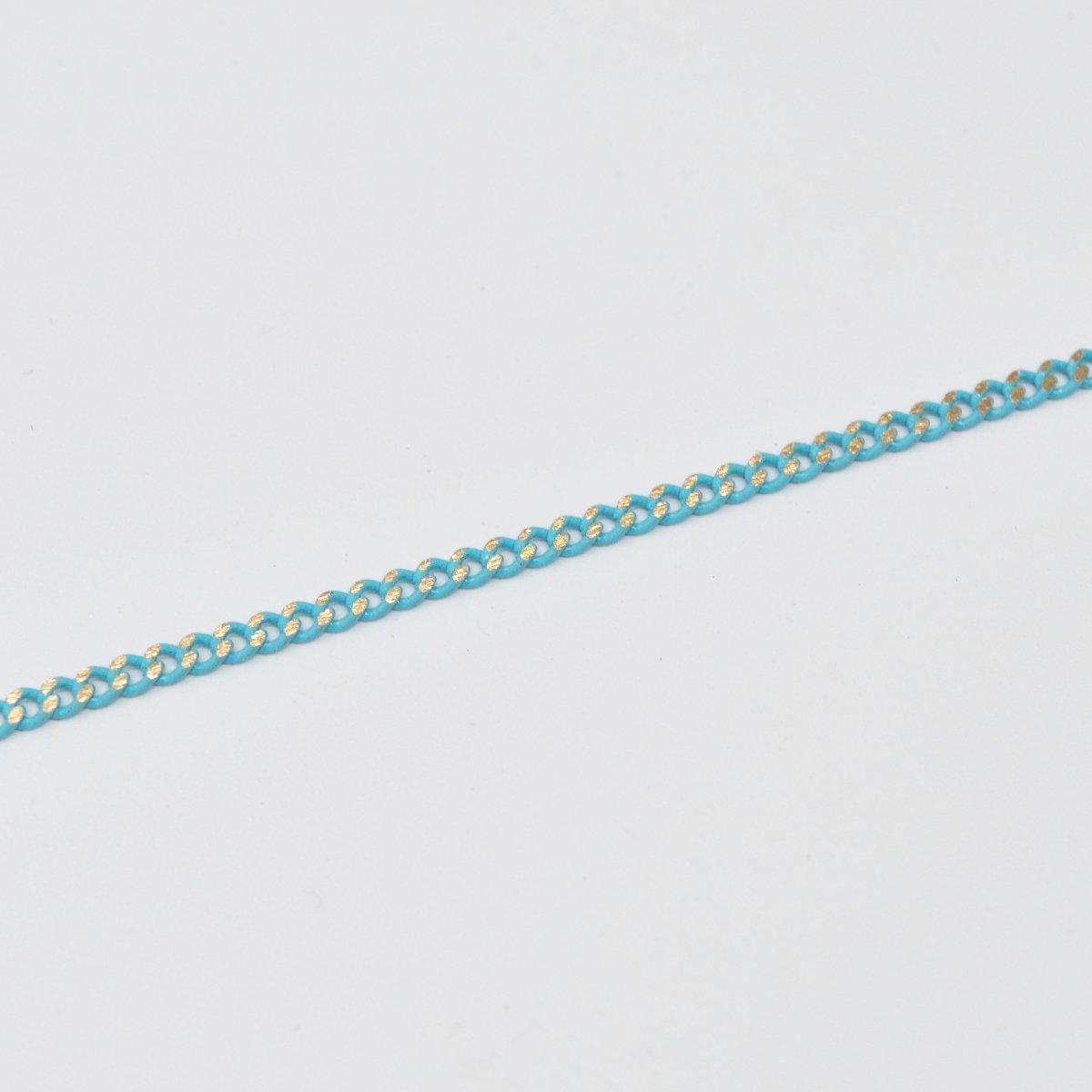 Teal Matte gleaming gold Cuban Curb Chain by Yard, Florida Link Chain, Wholesale bulk Roll Chain for Jewelry Making, Width 1.8mm | ROLL-442 Clearance Pricing - DLUXCA