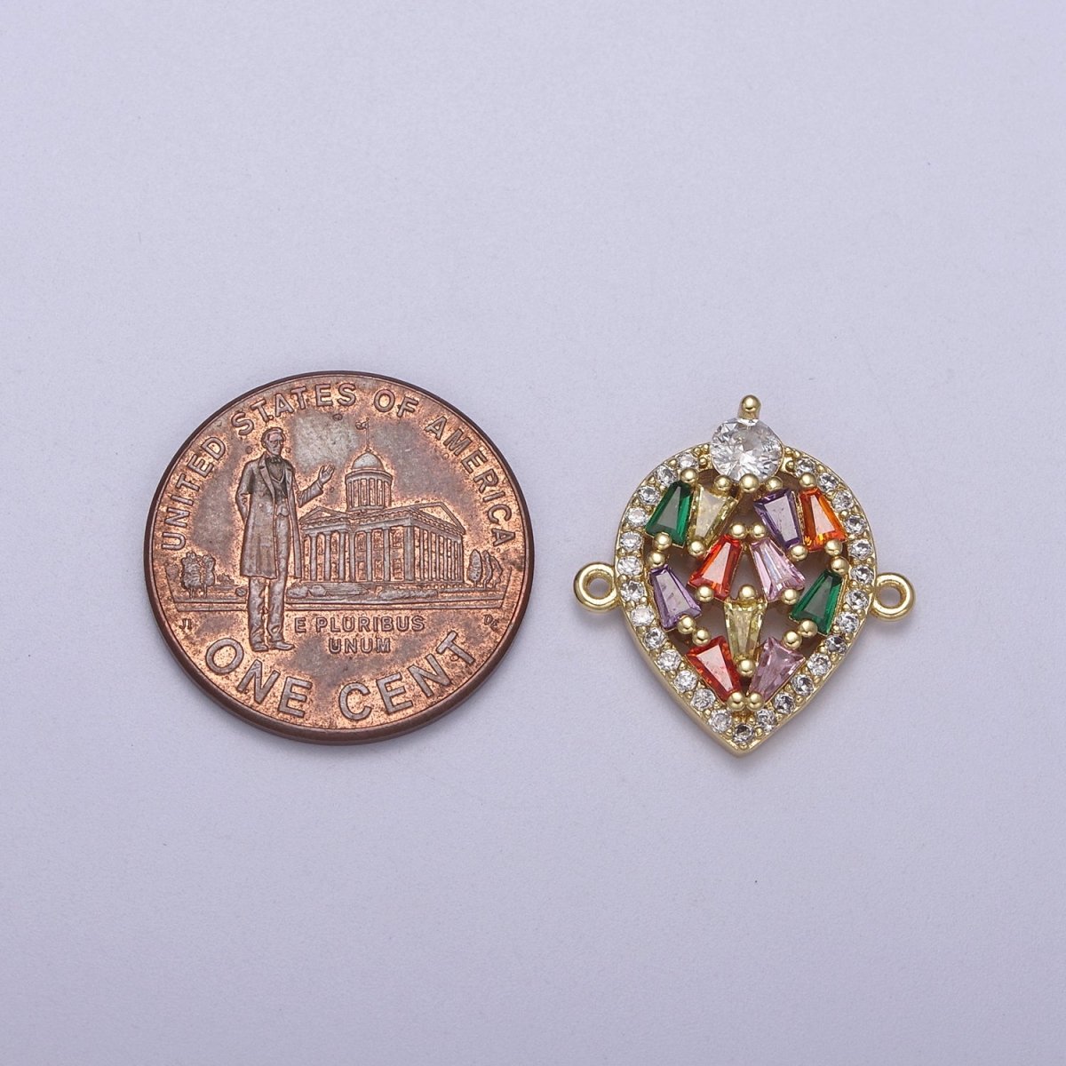 Tear Drop connectors, CZ charms gold filled Rainbow crystal charms for bracelet, teardrop crystal jewelry link connector F-212 - DLUXCA