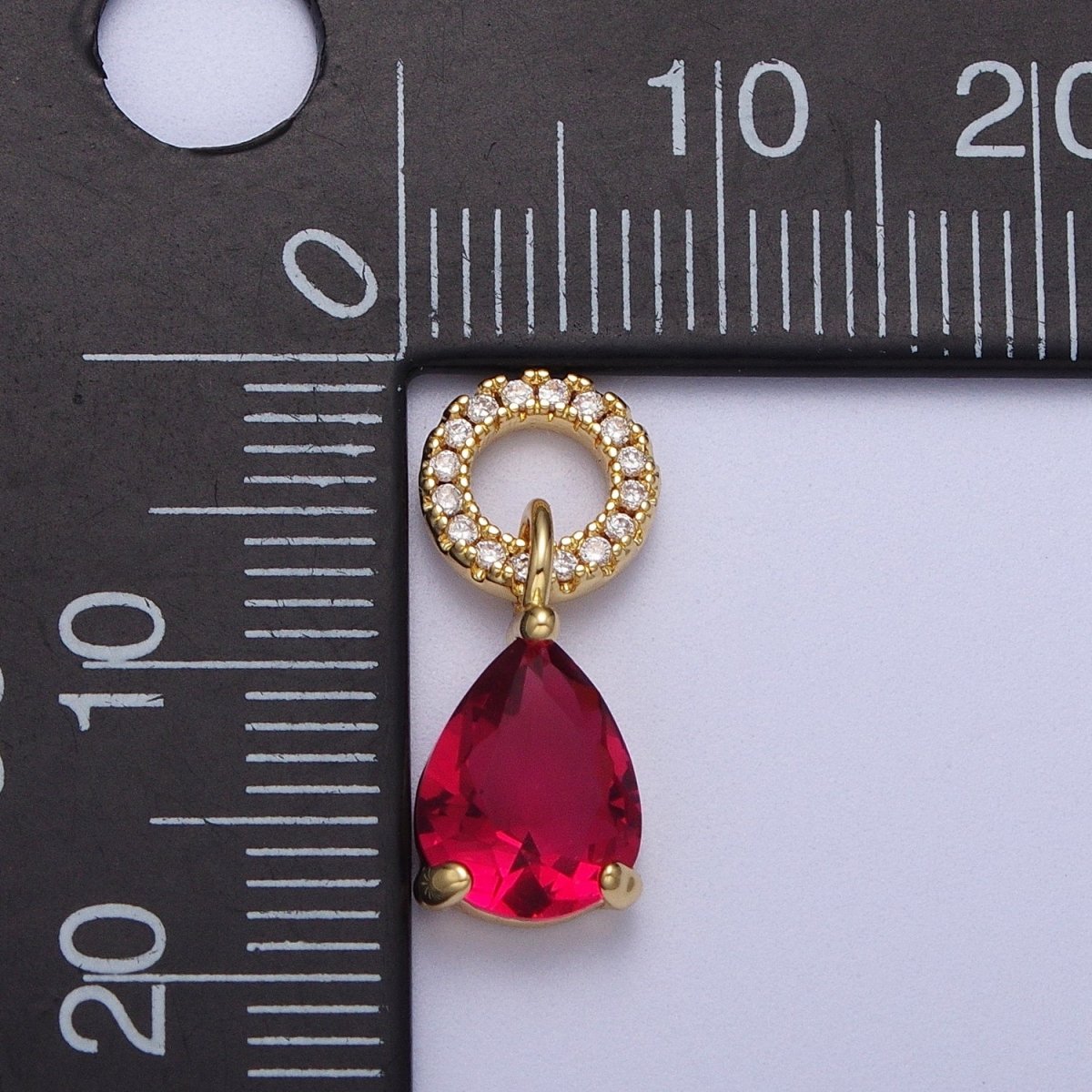 Teardrop Cubic Zirconia Micro Paved Round Bail Charm | C-280 C-282 C-284 C-286 C-290 - DLUXCA