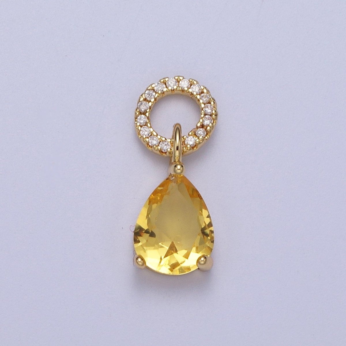 Teardrop Cubic Zirconia Micro Paved Round Bail Charm | C-280 C-282 C-284 C-286 C-290 - DLUXCA