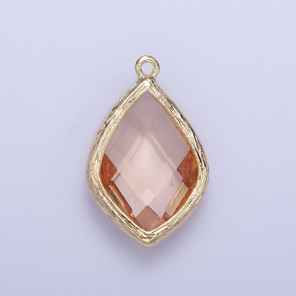 Teardrop Milky White & Peach Cubic Zirconia Gold Charm For Jewelry Necklace Bracelet Component AG-005 AG-006 - DLUXCA