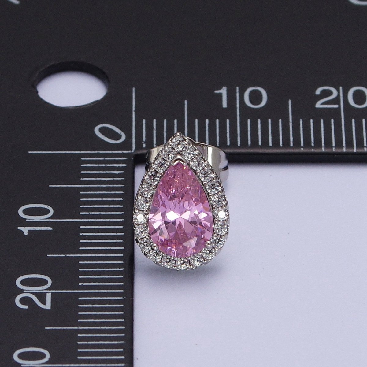 Teardrop Pave Earrings, Pave Halo Stud Earrings, Cubic Zirconia Stone Studs, Silver CZ Diamond Earrings Y-003 Y-004 - DLUXCA