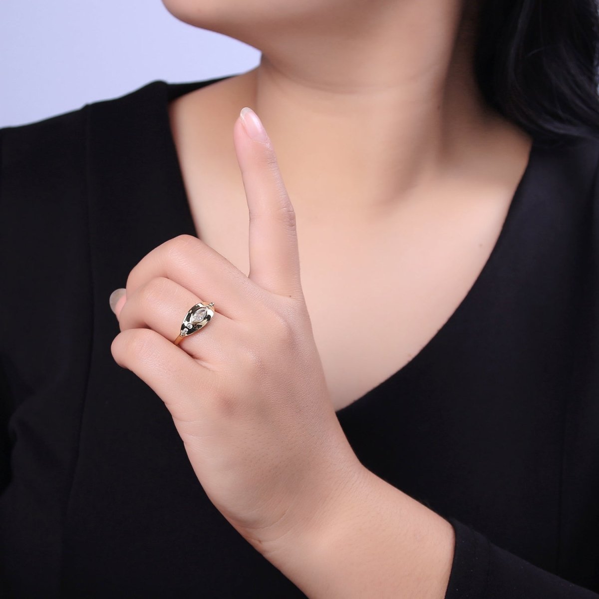 The Eye Ring in 14k Gold Filled Open Adjustable Jewelry U-378 - DLUXCA