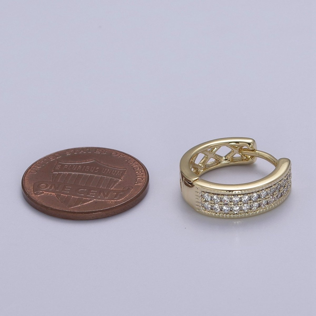 Thick Gold Hoop 16mm Earring 14k Gold Filled CZ Huggie Earring Jewelry V-146 - DLUXCA