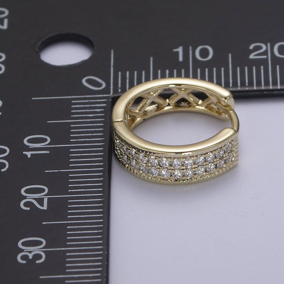 Thick Gold Hoop 16mm Earring 14k Gold Filled CZ Huggie Earring Jewelry V-146 - DLUXCA