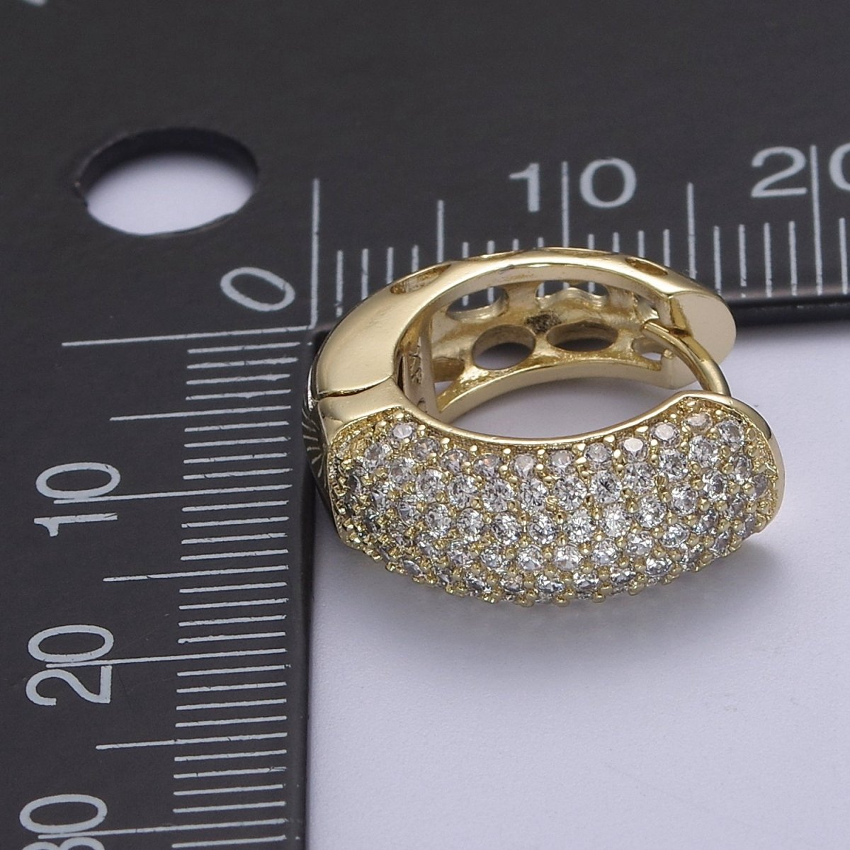 Thick Gold Hoop 18mm Earring 14k Gold Filled CZ Huggie Earring Jewelry V-143 - DLUXCA