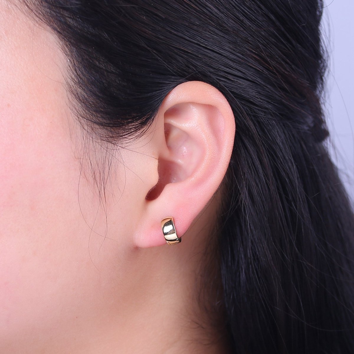 Thick Gold Huggie 10mm Earring 14k Gold Filled Classic Earring Jewelry V-142 - DLUXCA