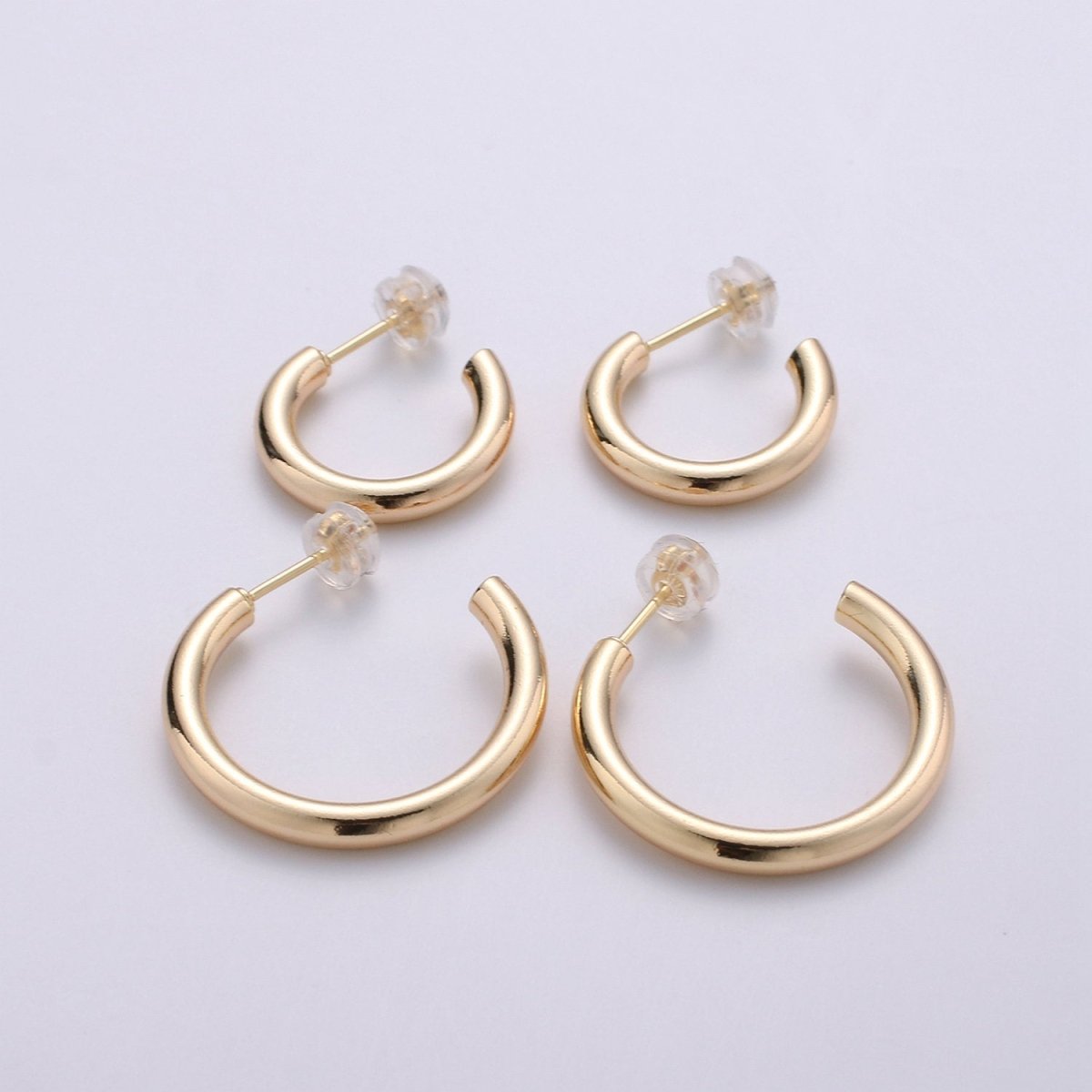 Thick Tube Hoops Gold, 18K Gold Filled Hoops, Large Gold Hoop Earrings, Small Hoops, Hollow Hoop Earrings, Chunky Hoops, Light Hoops Q-095 Q-096 - DLUXCA