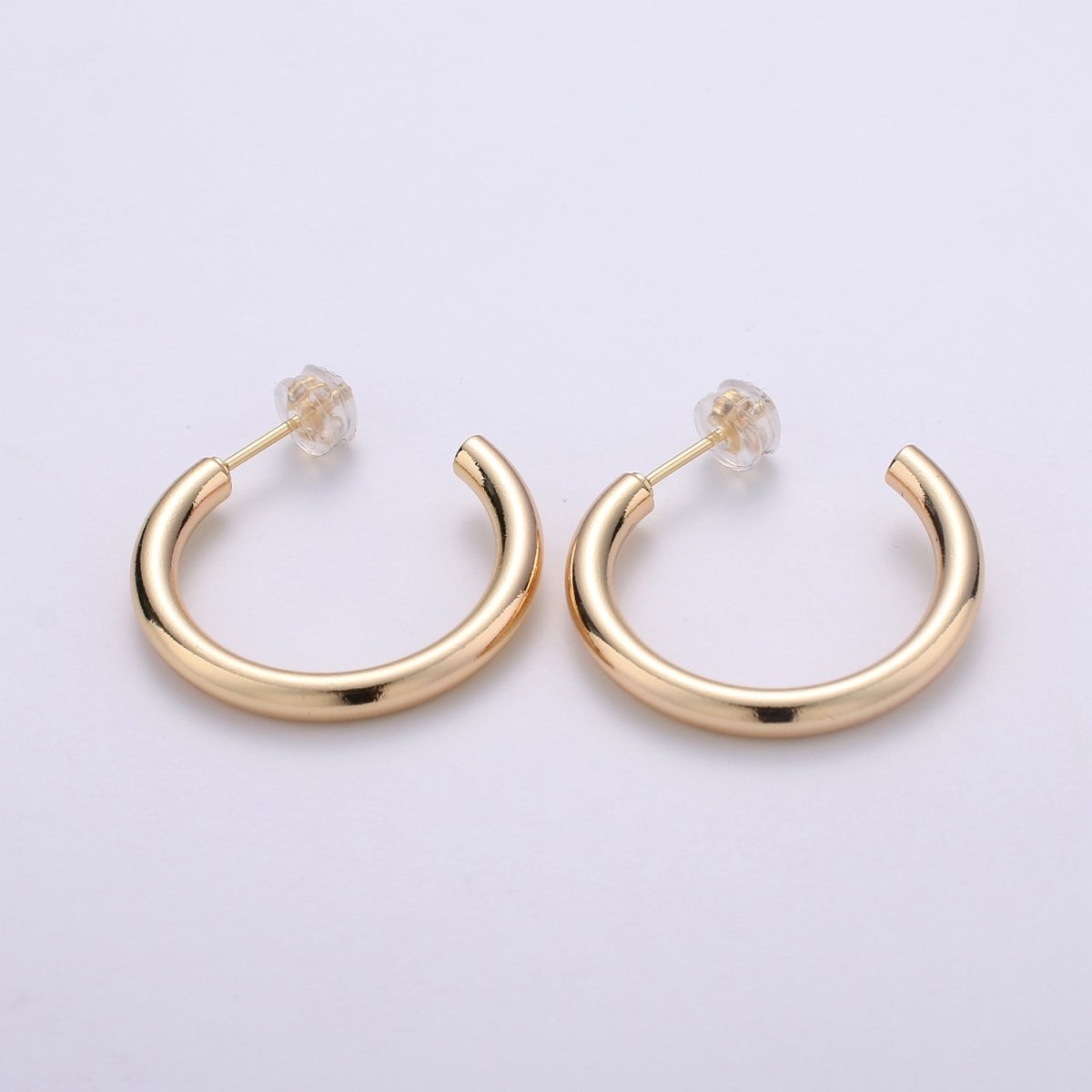Thick Tube Hoops Gold, 18K Gold Filled Hoops, Large Gold Hoop Earrings, Small Hoops, Hollow Hoop Earrings, Chunky Hoops, Light Hoops Q-095 Q-096 - DLUXCA