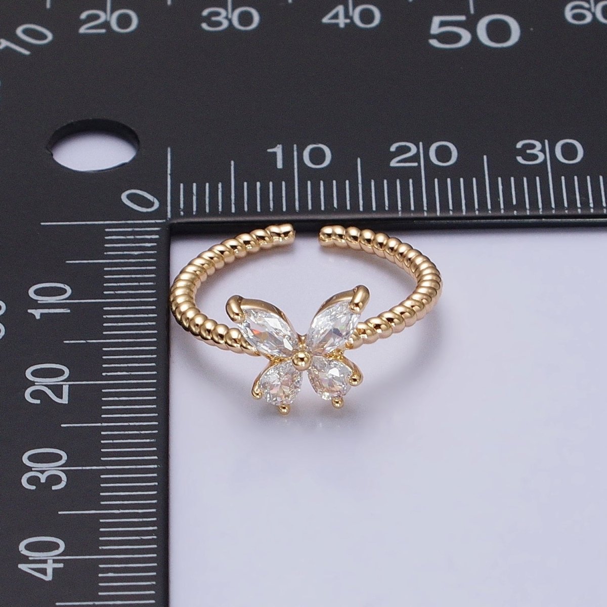 Thin Butterfly Ring CZ Mariposa Ring Open Adjustable Ring Rope Band O-1817 O-1818 - DLUXCA