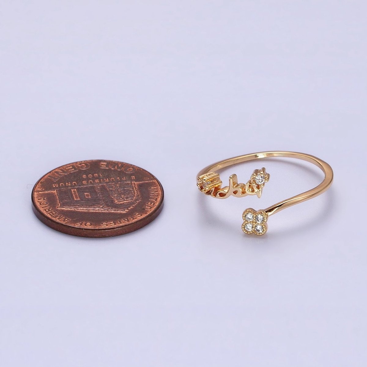 Thin Gold Plated Ring Wrap Flower CZ Stone Ring for Minimalist Jewelry O-1807 O-1808 - DLUXCA