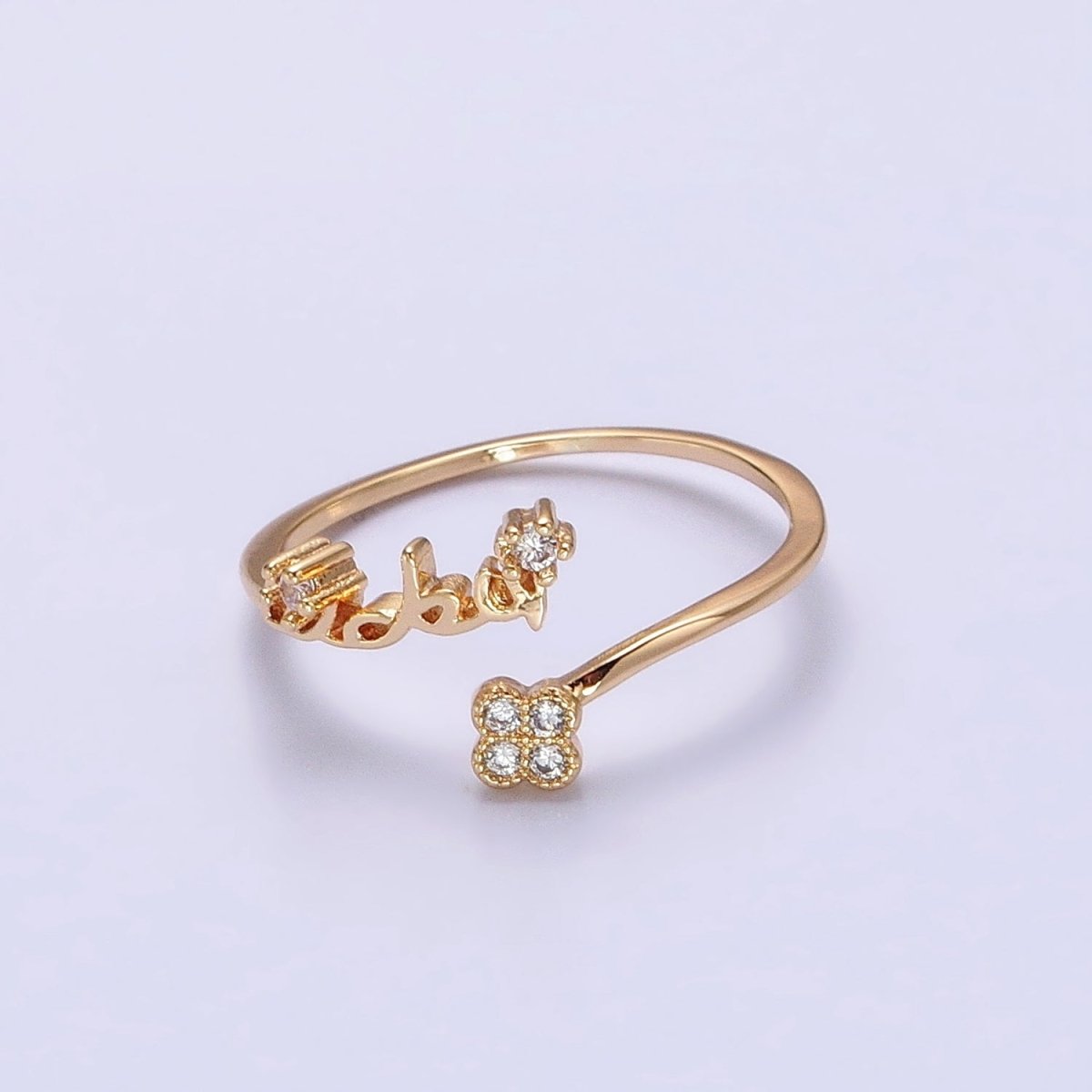 Thin Gold Plated Ring Wrap Flower CZ Stone Ring for Minimalist Jewelry O-1807 O-1808 - DLUXCA