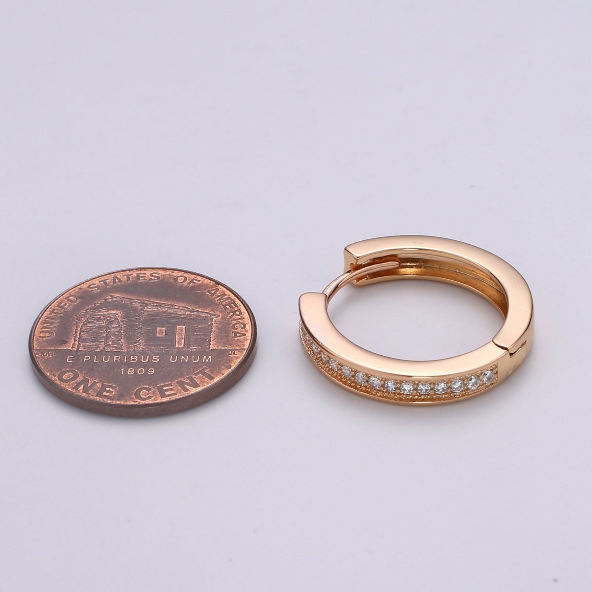 Thin Mini Ear Huggies - Rose Gold CZ Hoops | Micro Pave Huggies | Small Hoops | Dainty Huggies Hoop Earrings | Cartilage Hoops | Helix Hoops Q-309 - DLUXCA