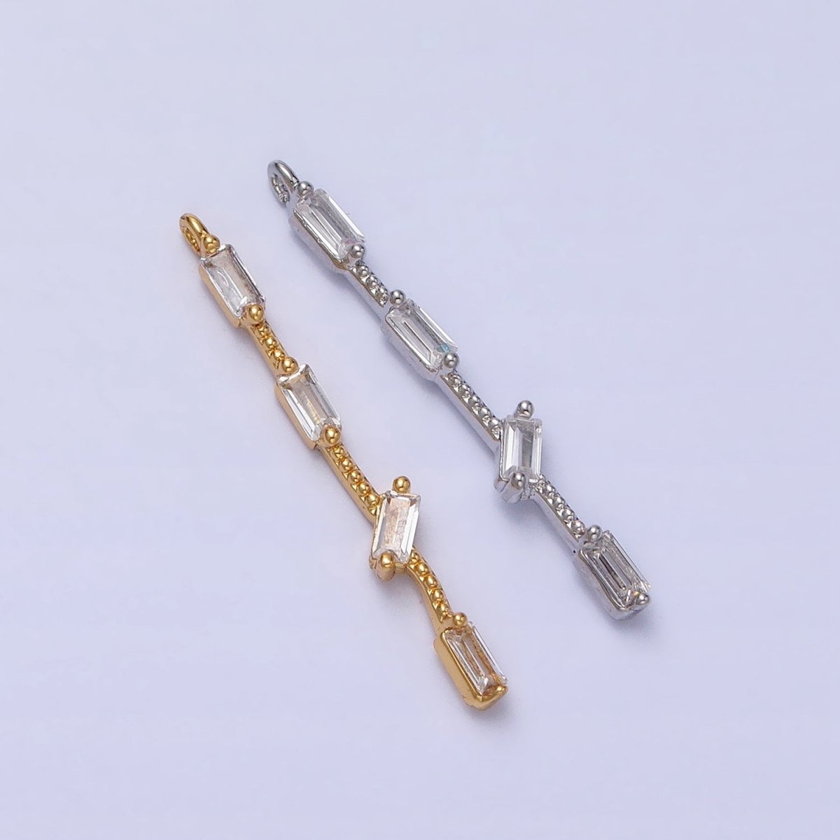 Thin Rope with four Baguette CZ Charm in Gold Silver AC414 AC415 - DLUXCA
