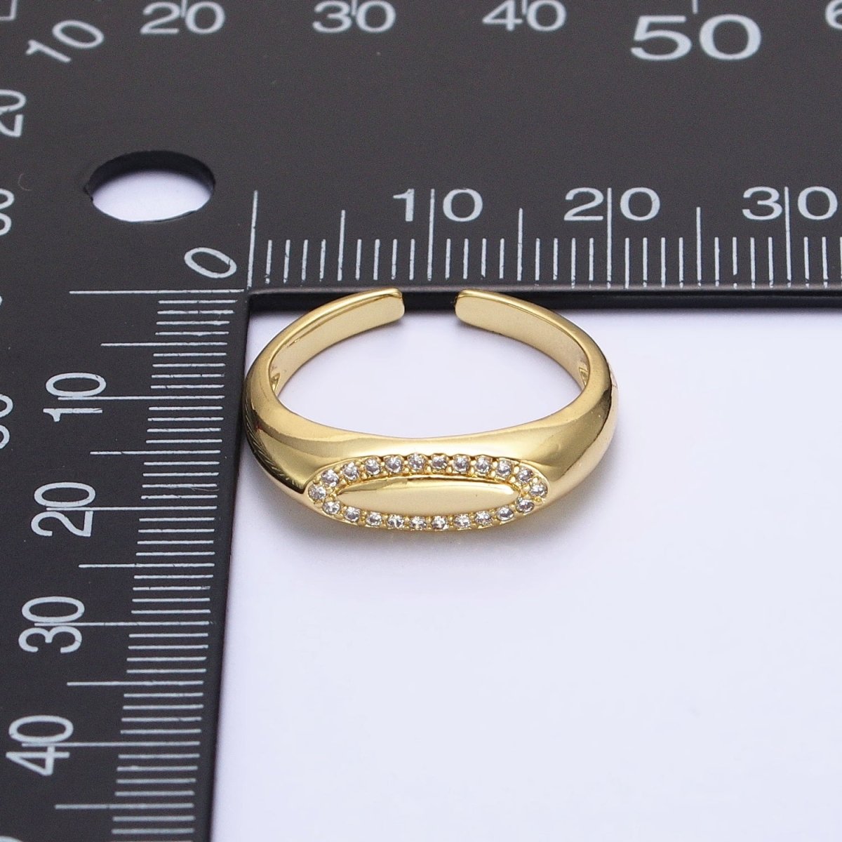 Thin Signet Ring Micro Pave Gold Signet Ring for Minimalist Jewelry O-1982 - DLUXCA