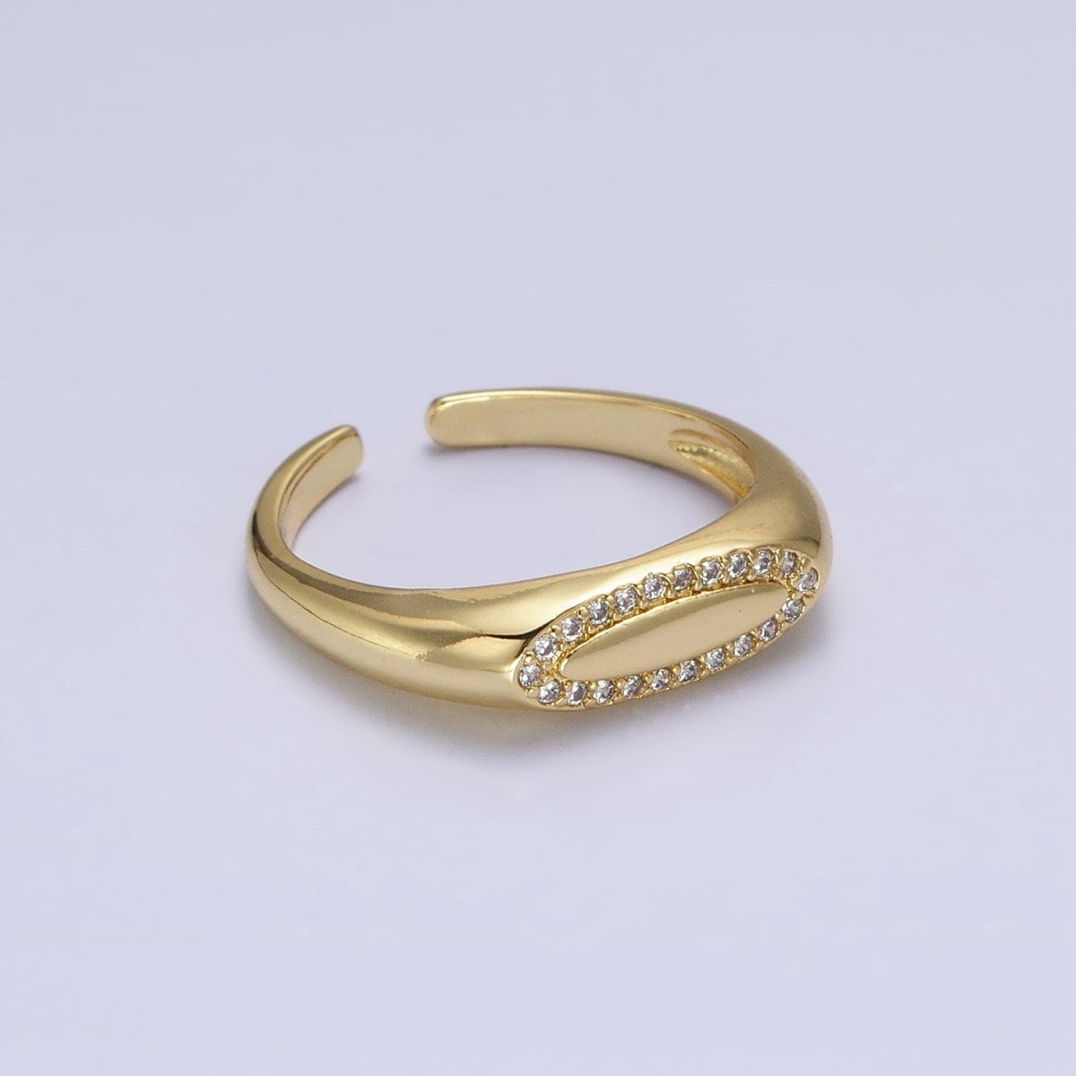 Thin Signet Ring Micro Pave Gold Signet Ring for Minimalist Jewelry O-1982 - DLUXCA