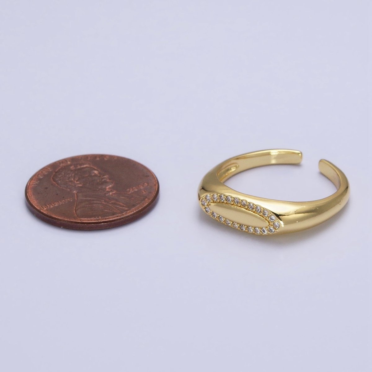 Thin Signet Ring Micro Pave Gold Signet Ring for Minimalist Jewelry O-1982 - DLUXCA