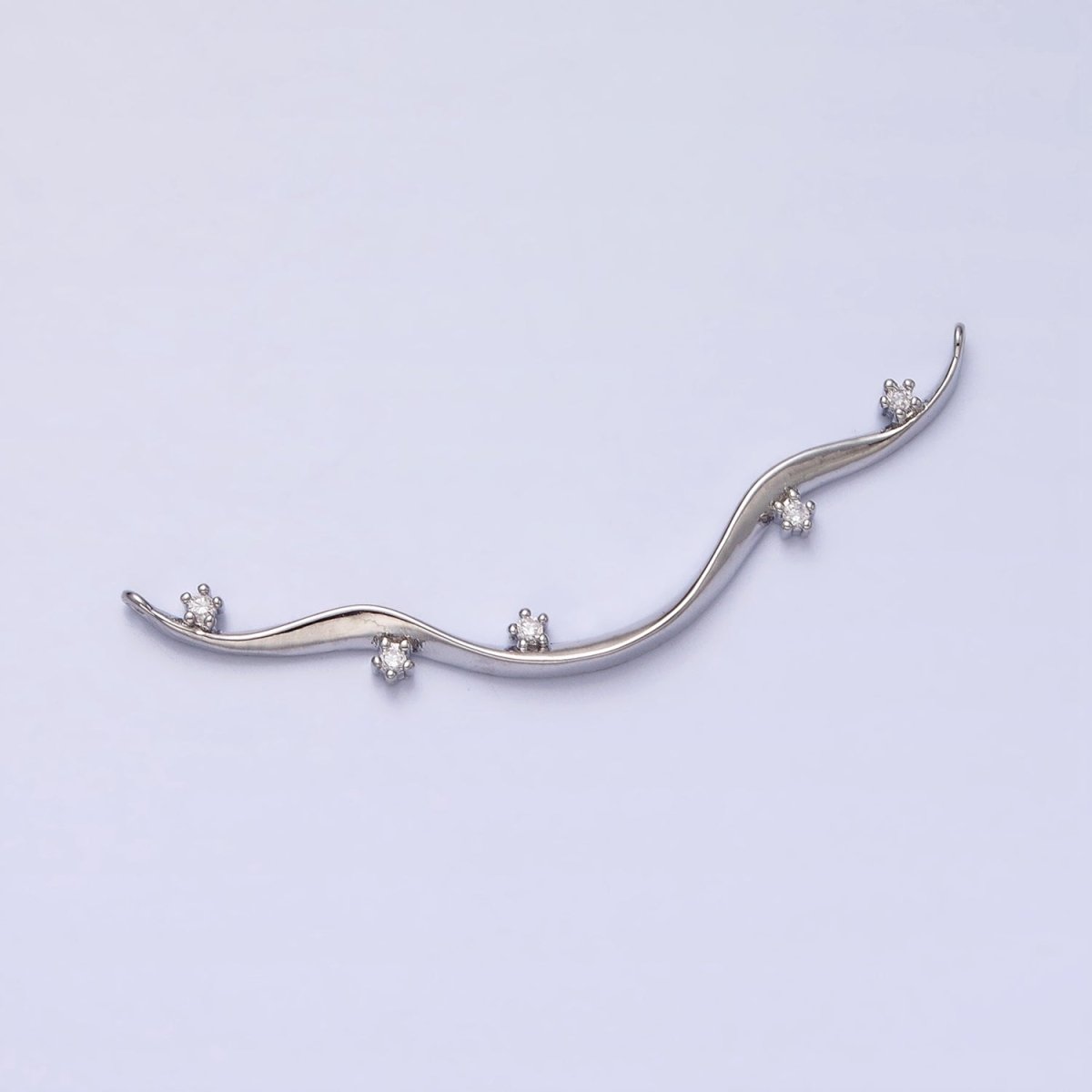 Thin Wavy Vine Gold Charm Connector for Necklace Component with Cz Stone for Minimalist Jewelry AA908 AA909 - DLUXCA