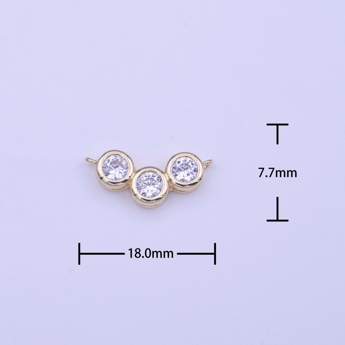 Three Bubble Round Clear CZ Gold Link Connector | Y-648 - DLUXCA