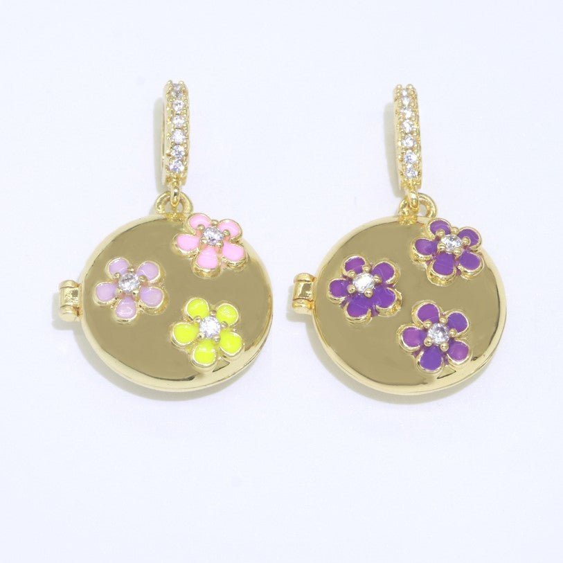 Three Flowers Gold Filled Round Pendants J-862 J-863 - DLUXCA