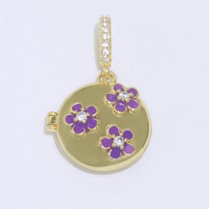 Three Flowers Gold Filled Round Pendants J-862 J-863 - DLUXCA