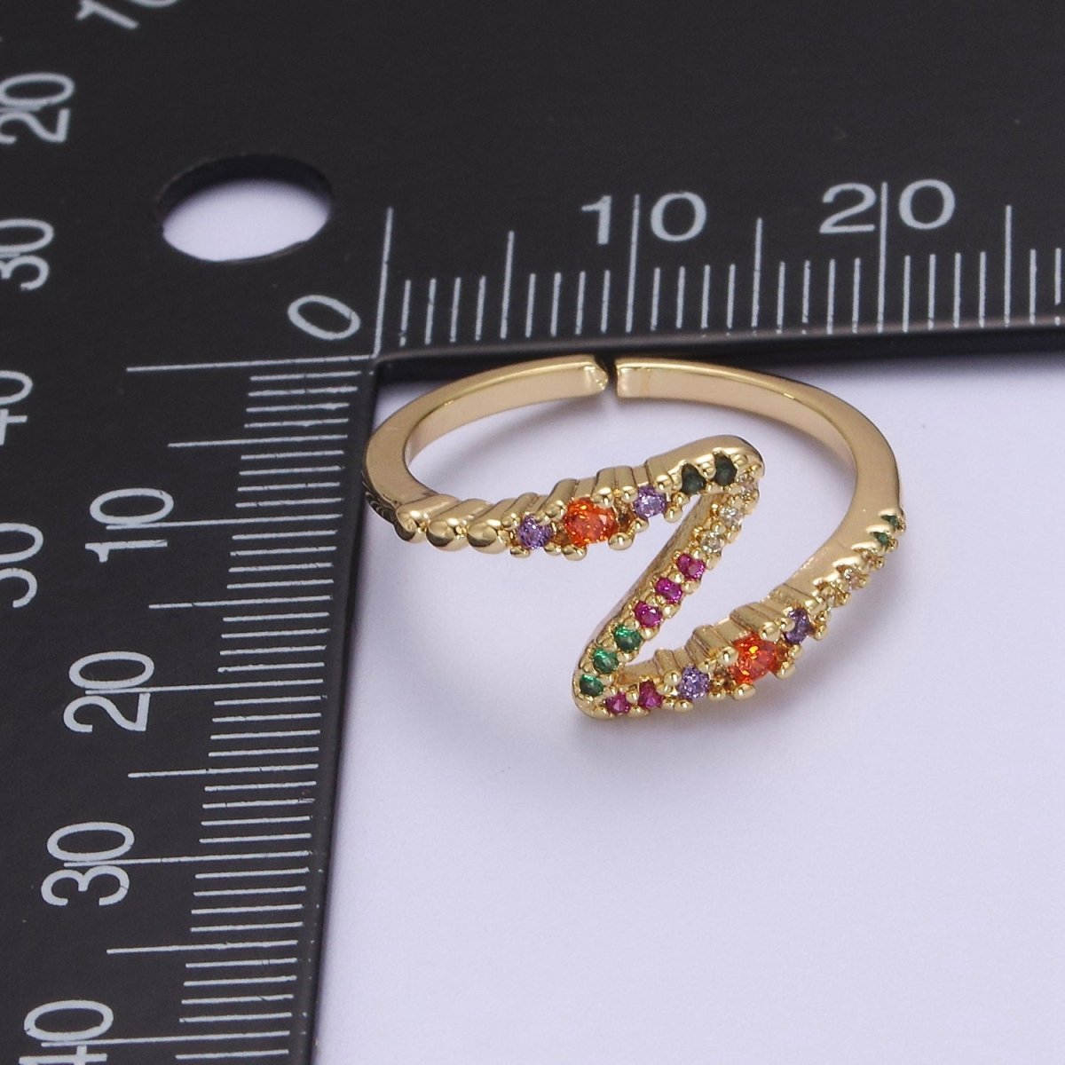 Thunderbolt Ring, Lightning Bolt Ring Cubic Colorful Cubic Zirconia Ring, Nature Inspired Ring, Unique Thunder Lightning Ring S-540 - DLUXCA