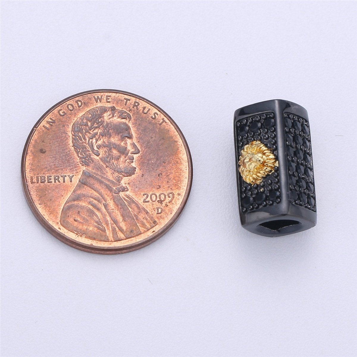 Tiger Bead Cuboid Tube Spacer Bead,Metal Pave Black CZ Long Bar Slider Charm for Men/Women Jewelry Making Supplies B-237 - DLUXCA