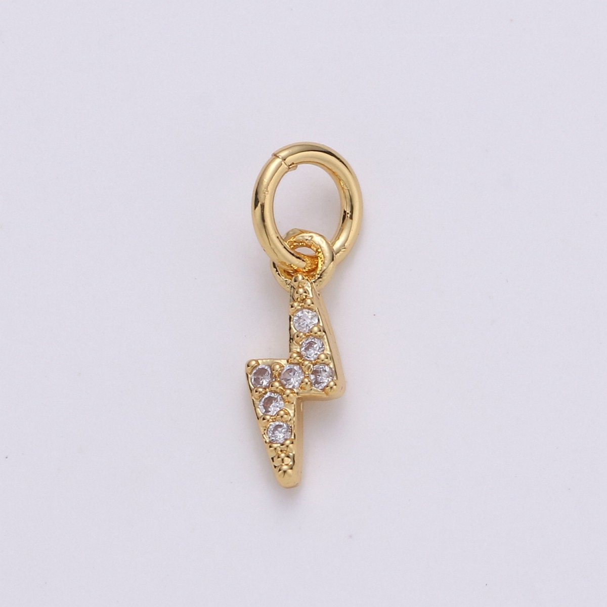 Tiny 14K Gold Fill Charm Lightning Bolt CZ Charm Micro Pave charm Thunder Bolt Charm Silver Bolt Charm for Bracelet Earring Necklace Charm D105 D106 - DLUXCA