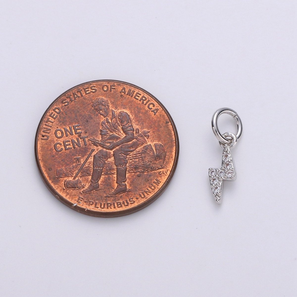 Tiny 14K Gold Fill Charm Lightning Bolt CZ Charm Micro Pave charm Thunder Bolt Charm Silver Bolt Charm for Bracelet Earring Necklace Charm D105 D106 - DLUXCA
