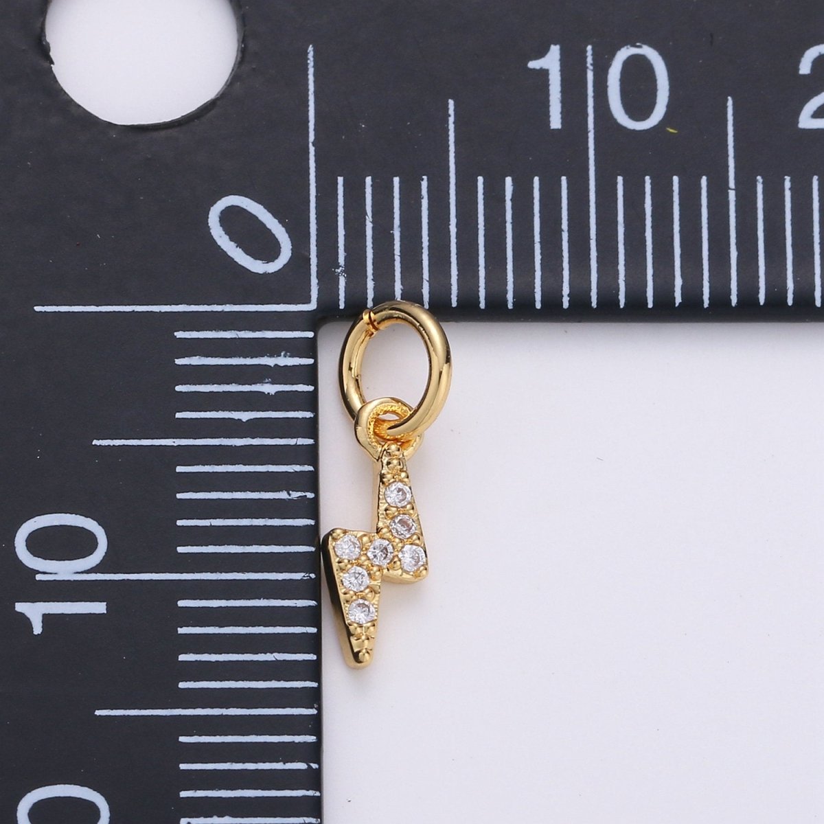 Tiny 14K Gold Fill Charm Lightning Bolt CZ Charm Micro Pave charm Thunder Bolt Charm Silver Bolt Charm for Bracelet Earring Necklace Charm D105 D106 - DLUXCA