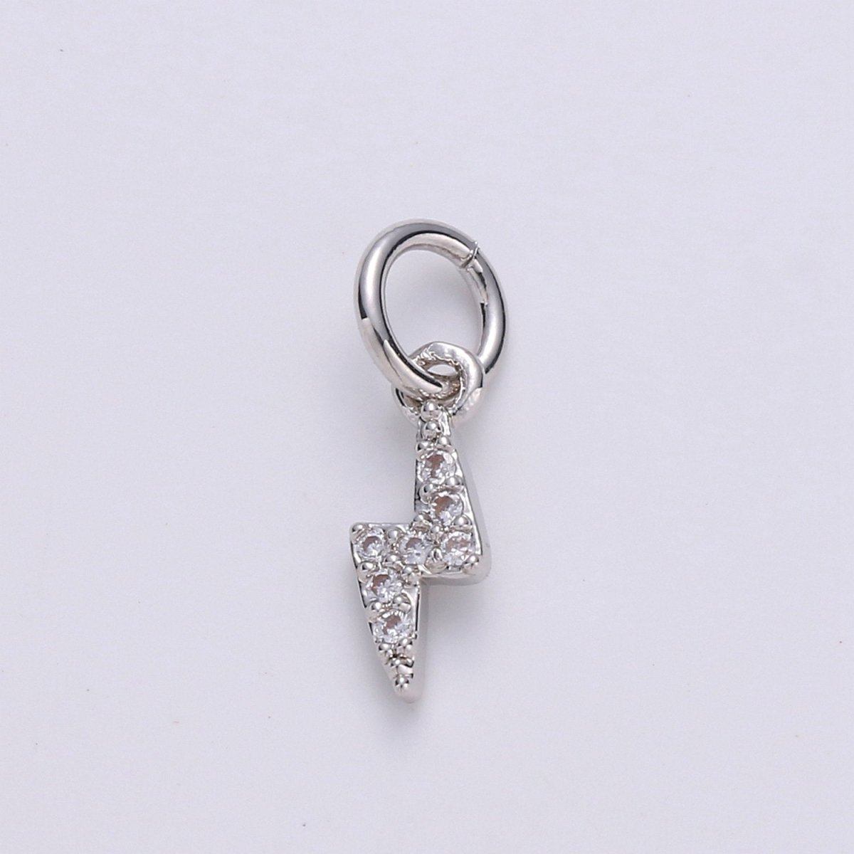 Tiny 14K Gold Fill Charm Lightning Bolt CZ Charm Micro Pave charm Thunder Bolt Charm Silver Bolt Charm for Bracelet Earring Necklace Charm D105 D106 - DLUXCA