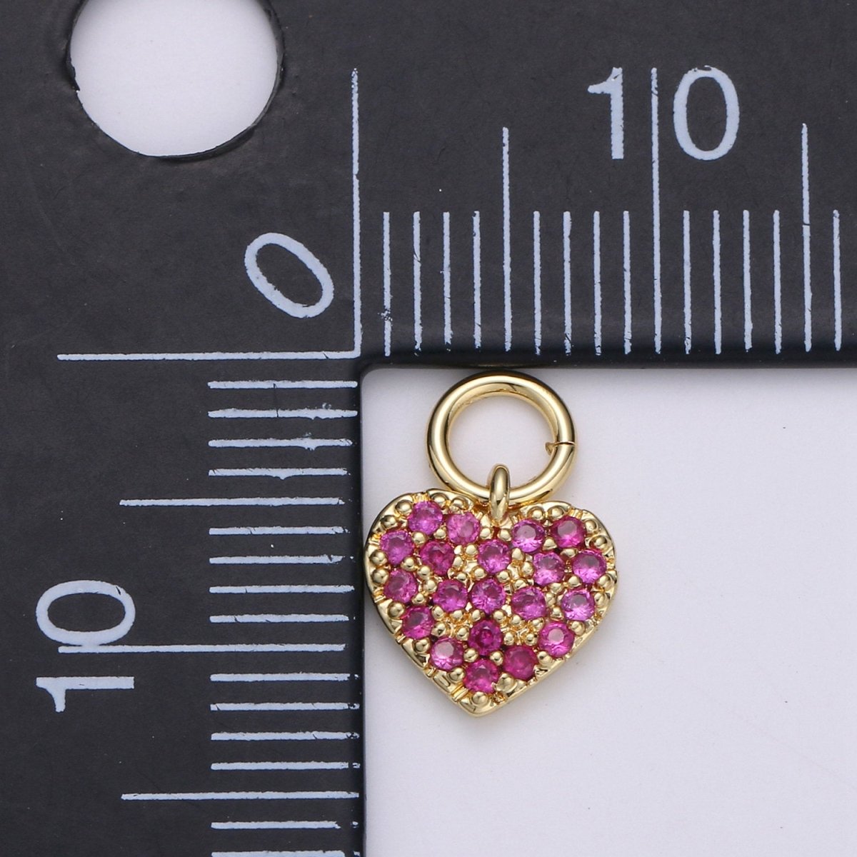Tiny 14k Gold Filled Heart Charms, Love Pendant, Dainty Red Color Cz Heart Charm for Minimalist Bracelet Earring Necklace supply D-607 - DLUXCA