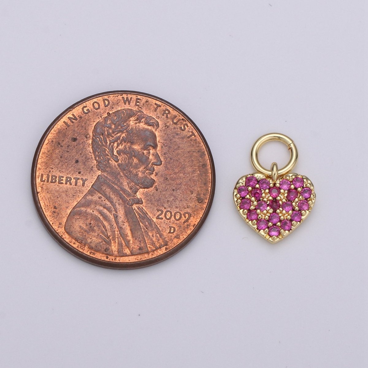 Tiny 14k Gold Filled Heart Charms, Love Pendant, Dainty Red Color Cz Heart Charm for Minimalist Bracelet Earring Necklace supply D-607 - DLUXCA