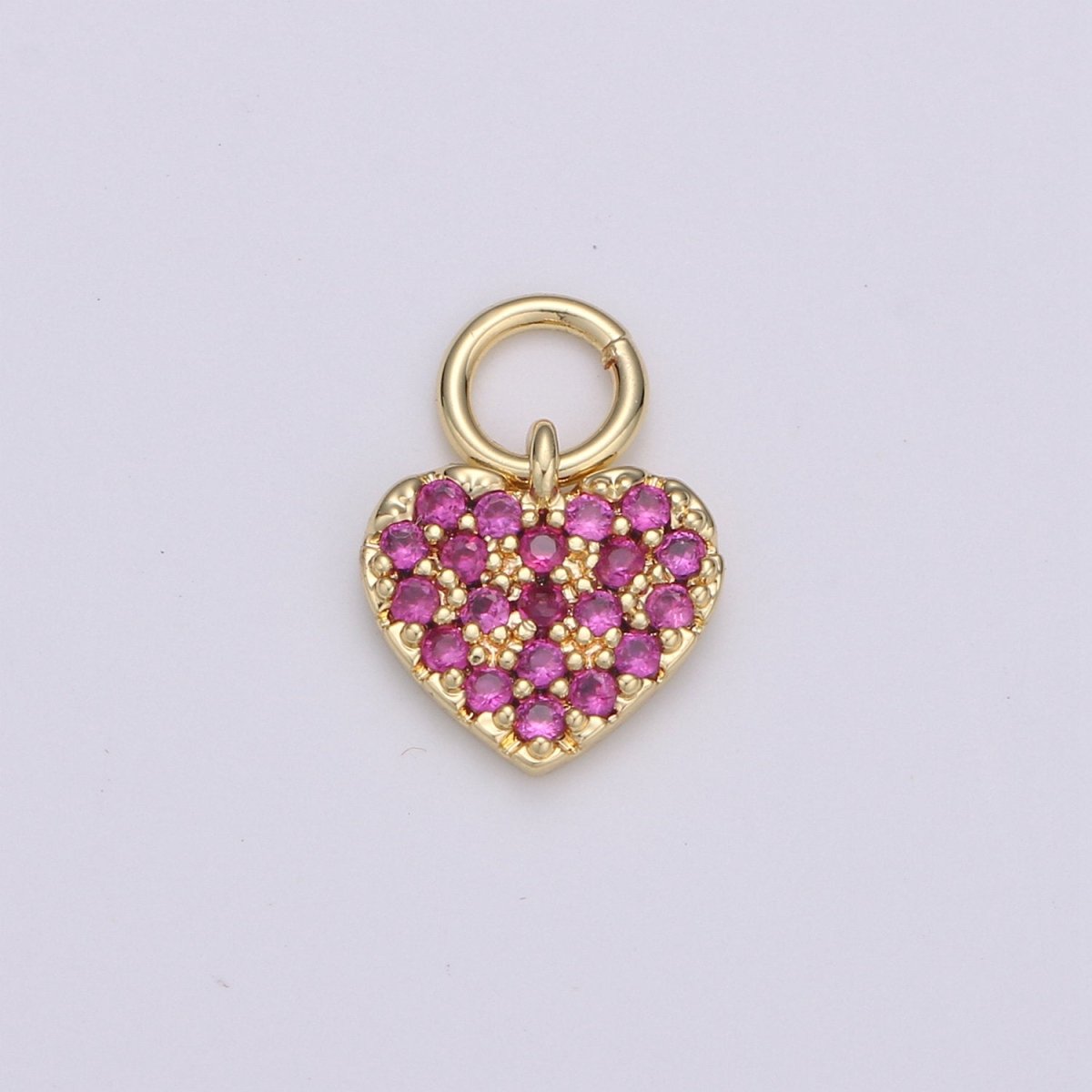 Tiny 14k Gold Filled Heart Charms, Love Pendant, Dainty Red Color Cz Heart Charm for Minimalist Bracelet Earring Necklace supply D-607 - DLUXCA