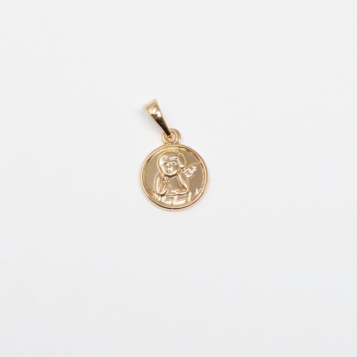 Tiny Angel Charm 18K Gold Filled Cherub Charms Round Disc Charm for Valentine's Day Love Jewelry Supply Love Friendship Jewelry J-269 - DLUXCA