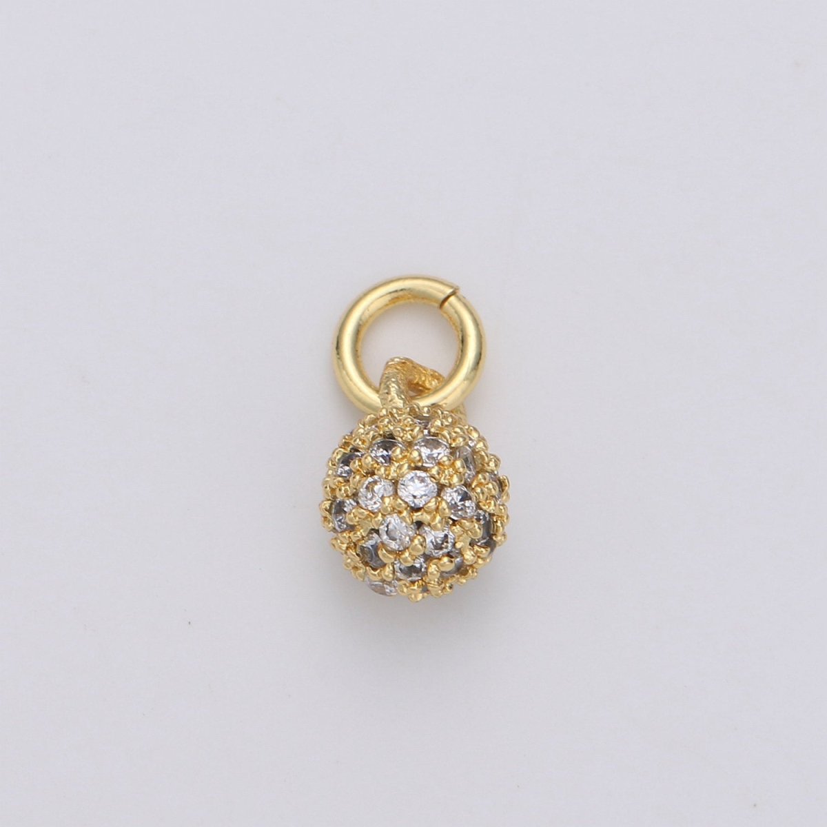 Tiny Ball Pendant Small Ball Charm for Handmade Jewelry Supplies 24k Gold Filled Charm Micro Pave Cubic Ball Charm Disco Ball, D-117 - DLUXCA