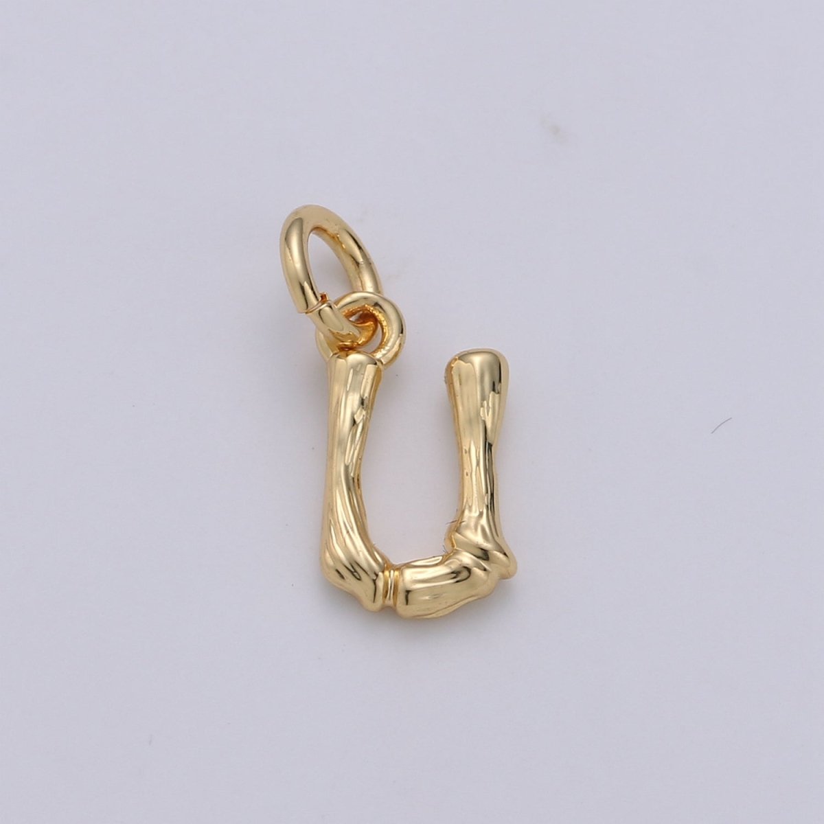 Tiny Bamboo Initial, Letter Alphabet bamboo charms Dainty Gold bamboo Pendant Charm for Necklace Bracelet Earring Component A-057 to A-069 - DLUXCA
