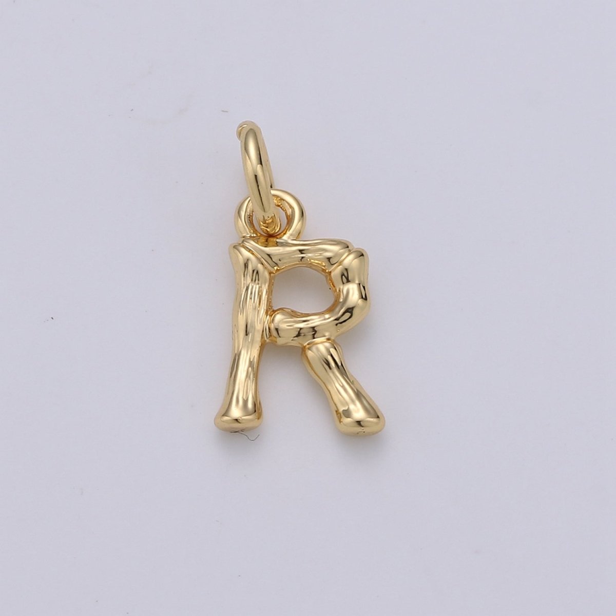 Tiny Bamboo Initial, Letter Alphabet bamboo charms Dainty Gold bamboo Pendant Charm for Necklace Bracelet Earring Component A-057 to A-069 - DLUXCA
