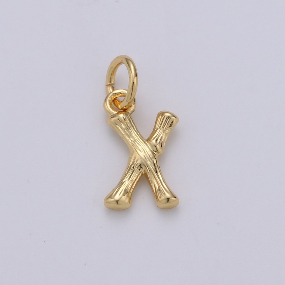 Tiny Bamboo Initial, Letter Alphabet bamboo charms Dainty Gold bamboo Pendant Charm for Necklace Bracelet Earring Component A-057 to A-069 - DLUXCA