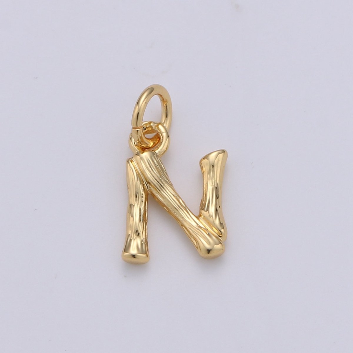 Tiny Bamboo Initial, Letter Alphabet bamboo charms Dainty Gold bamboo Pendant Charm for Necklace Bracelet Earring Component A-057 to A-069 - DLUXCA