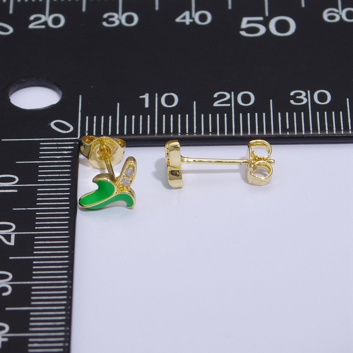 Tiny banana stud earrings, dainty banana earrings, unique fruit earrings, fruit jewelry T-150 ~ T-154 - DLUXCA