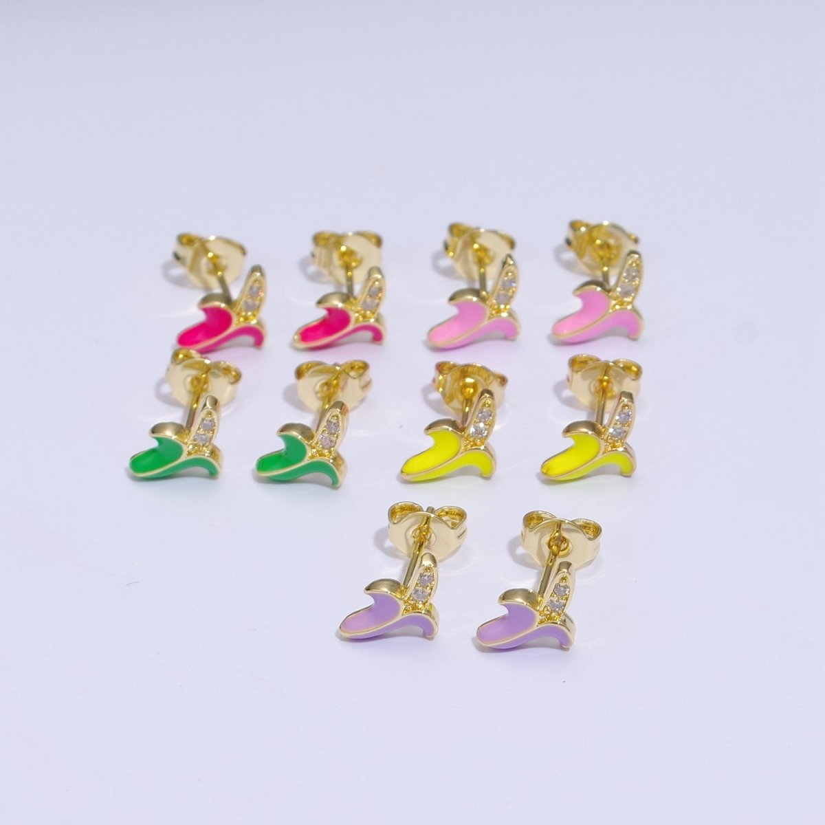 Tiny banana stud earrings, dainty banana earrings, unique fruit earrings, fruit jewelry T-150 ~ T-154 - DLUXCA