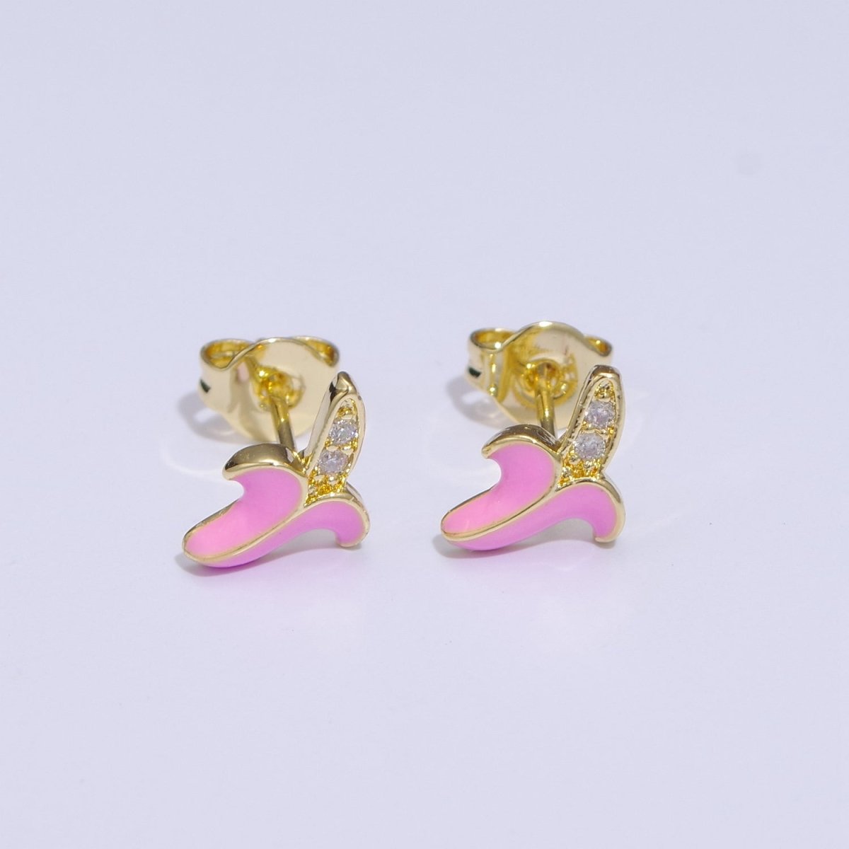 Tiny banana stud earrings, dainty banana earrings, unique fruit earrings, fruit jewelry T-150 ~ T-154 - DLUXCA