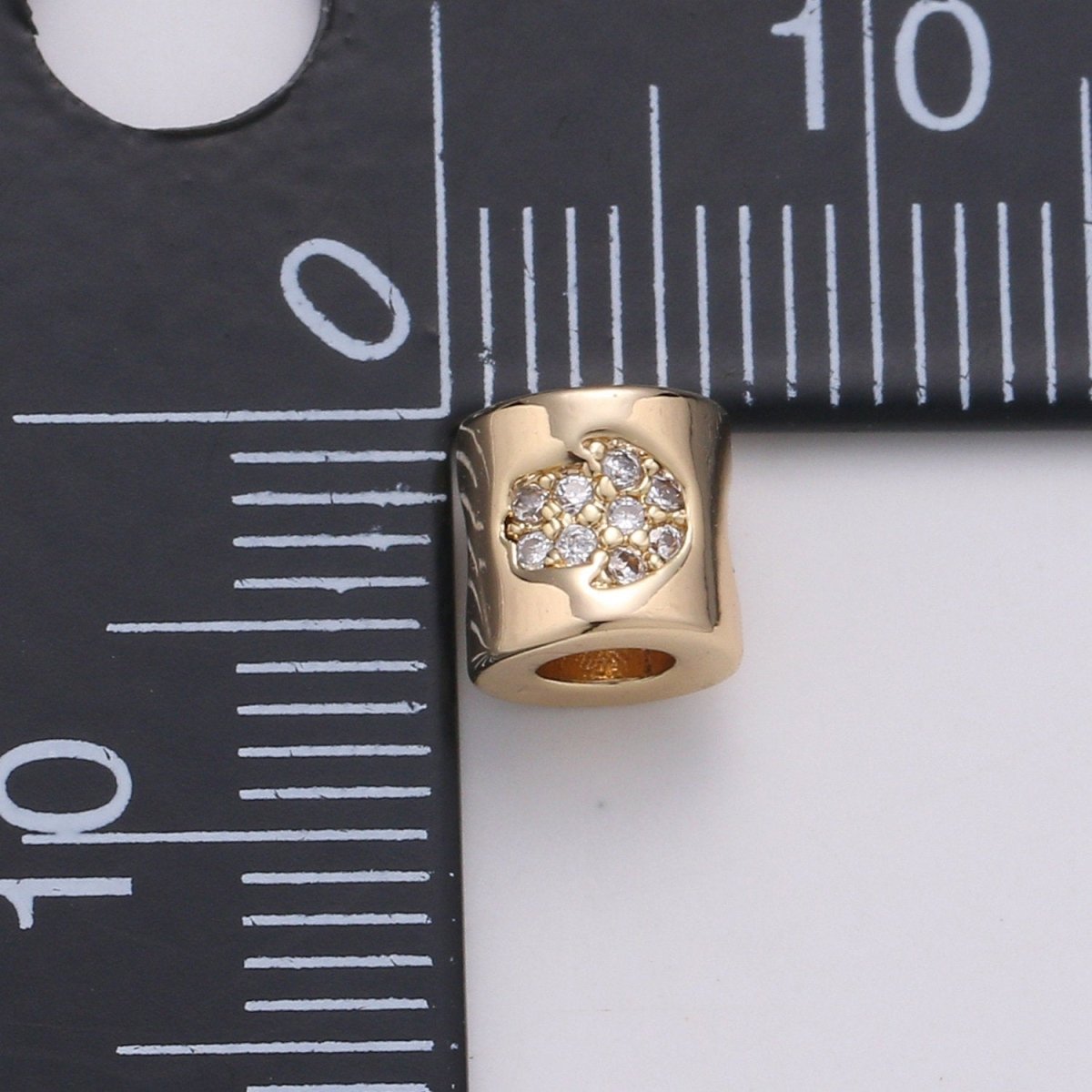 Tiny Beads 6mm Bead CZ Gold Beads Hamsa Hand Beads cylinder Cubic Beads for Bracelet Necklace Supply Large Hole Beads 3mm hole - DLUXCA