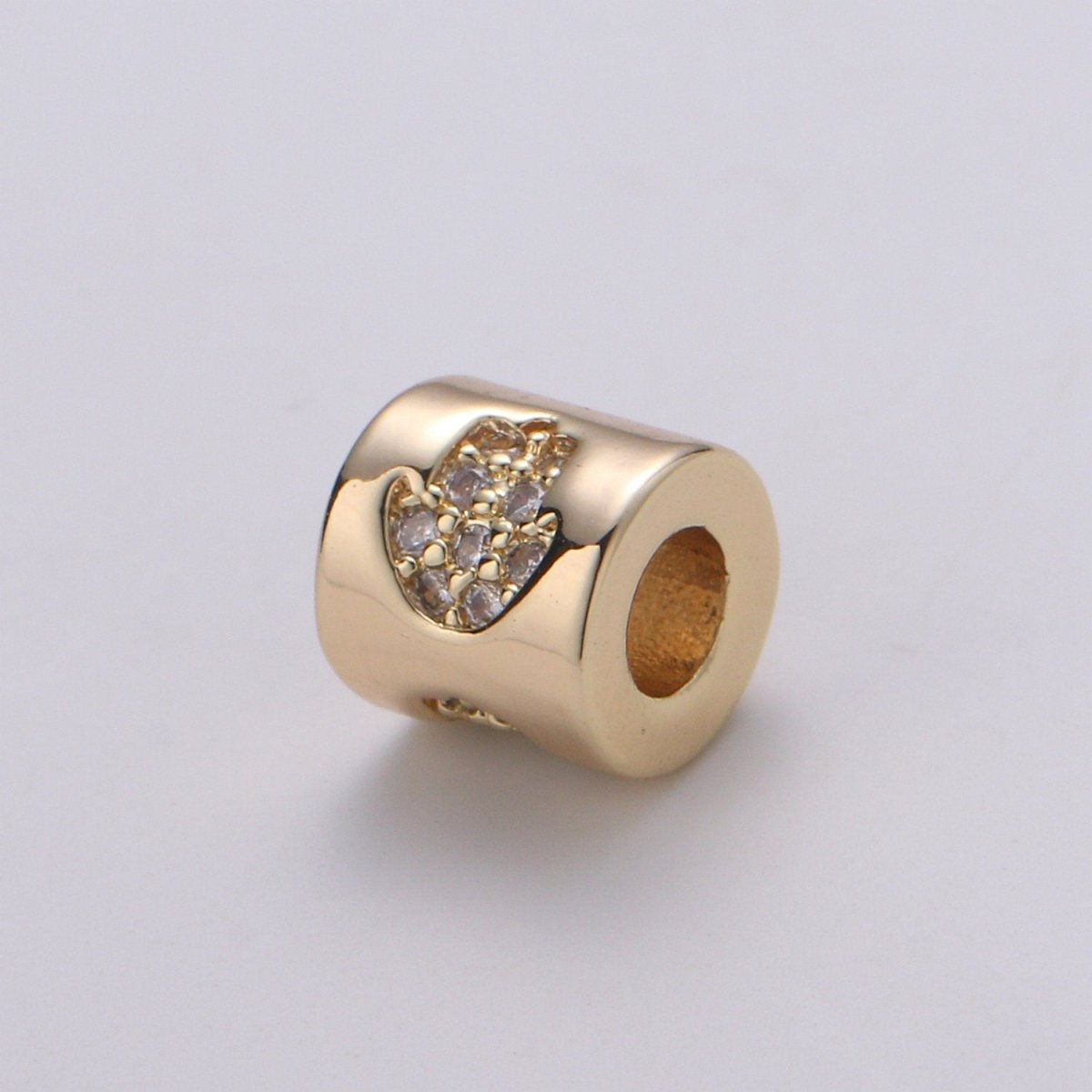 Tiny Beads 6mm Bead CZ Gold Beads Hamsa Hand Beads cylinder Cubic Beads for Bracelet Necklace Supply Large Hole Beads 3mm hole - DLUXCA