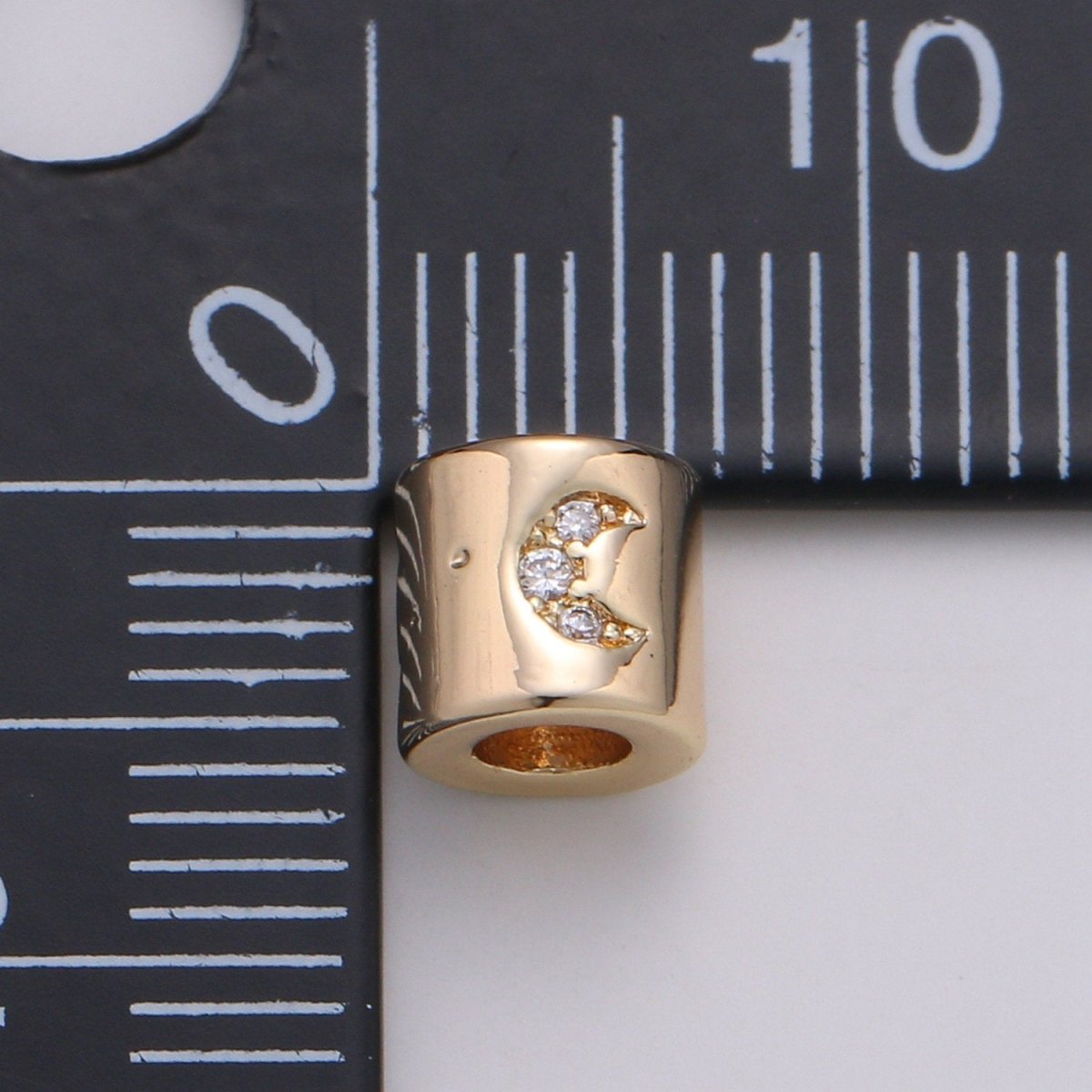 Tiny Beads 6mm Bead CZ Gold Beads Moon Beads cylinder Cubic Beads for Bracelet Necklace Supply Large Hole Beads 3mm hole B-384 - DLUXCA