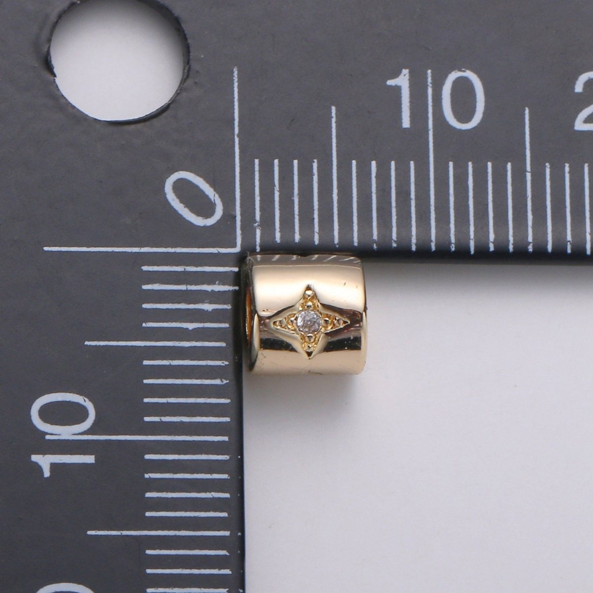 Tiny Beads 6mm Bead CZ Gold Beads Star Beads cylinder Cubic Beads for Bracelet Necklace Supply Large Hole Beads 3mm hole - DLUXCA