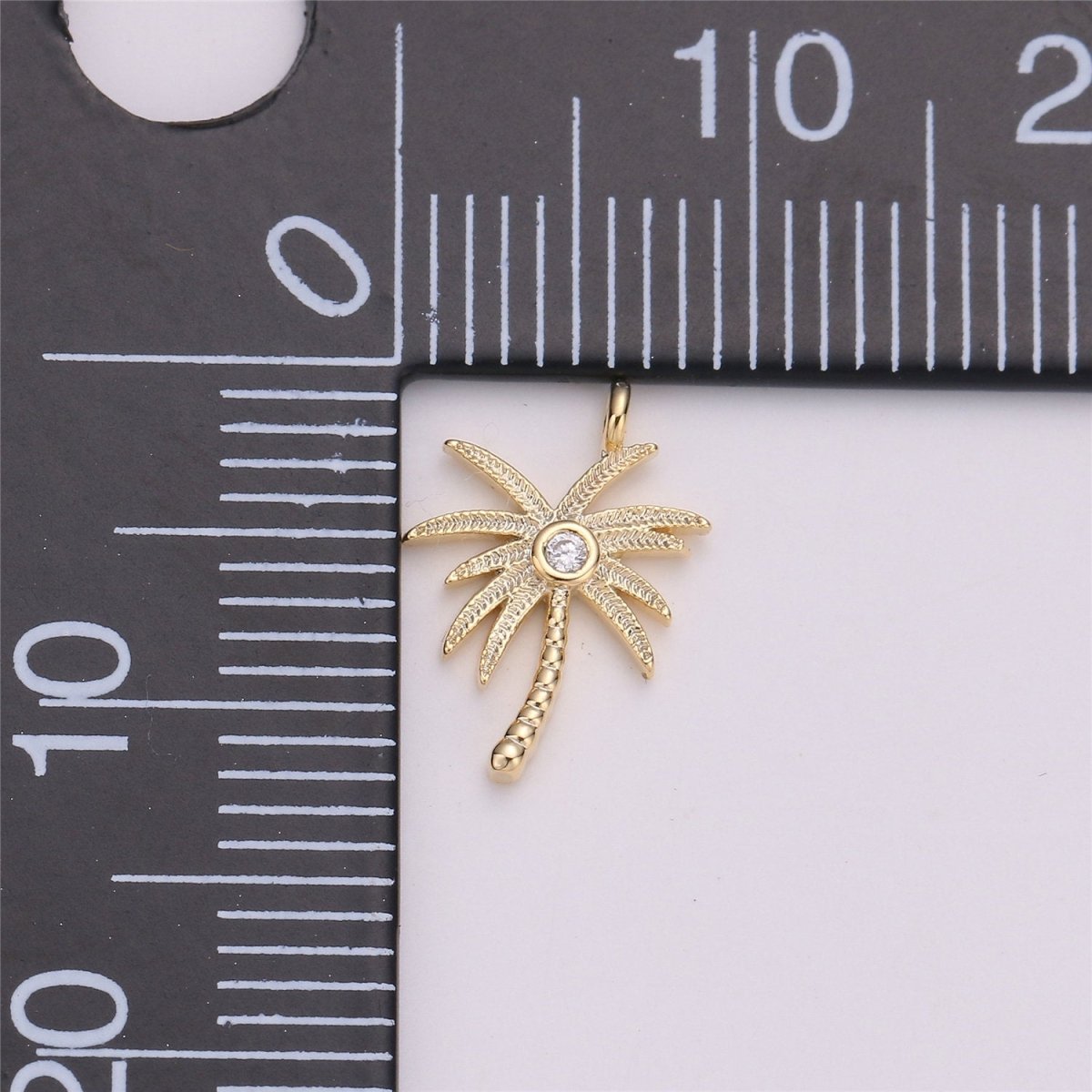 Tiny crystal Palm Tree in gold Filled Dainty palm tree Pendant Necklace Earring Bracelet Charm for Jewelry Making SupplyC-542 - DLUXCA
