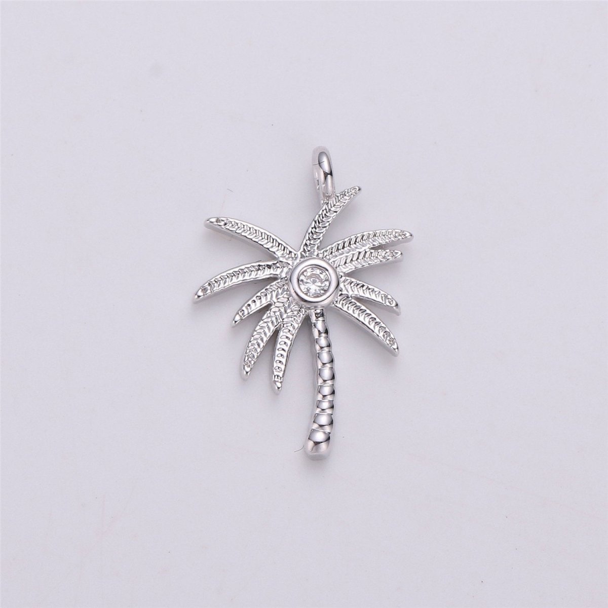 Tiny crystal Palm Tree in gold Filled Dainty palm tree Pendant Necklace Earring Bracelet Charm for Jewelry Making SupplyC-542 - DLUXCA